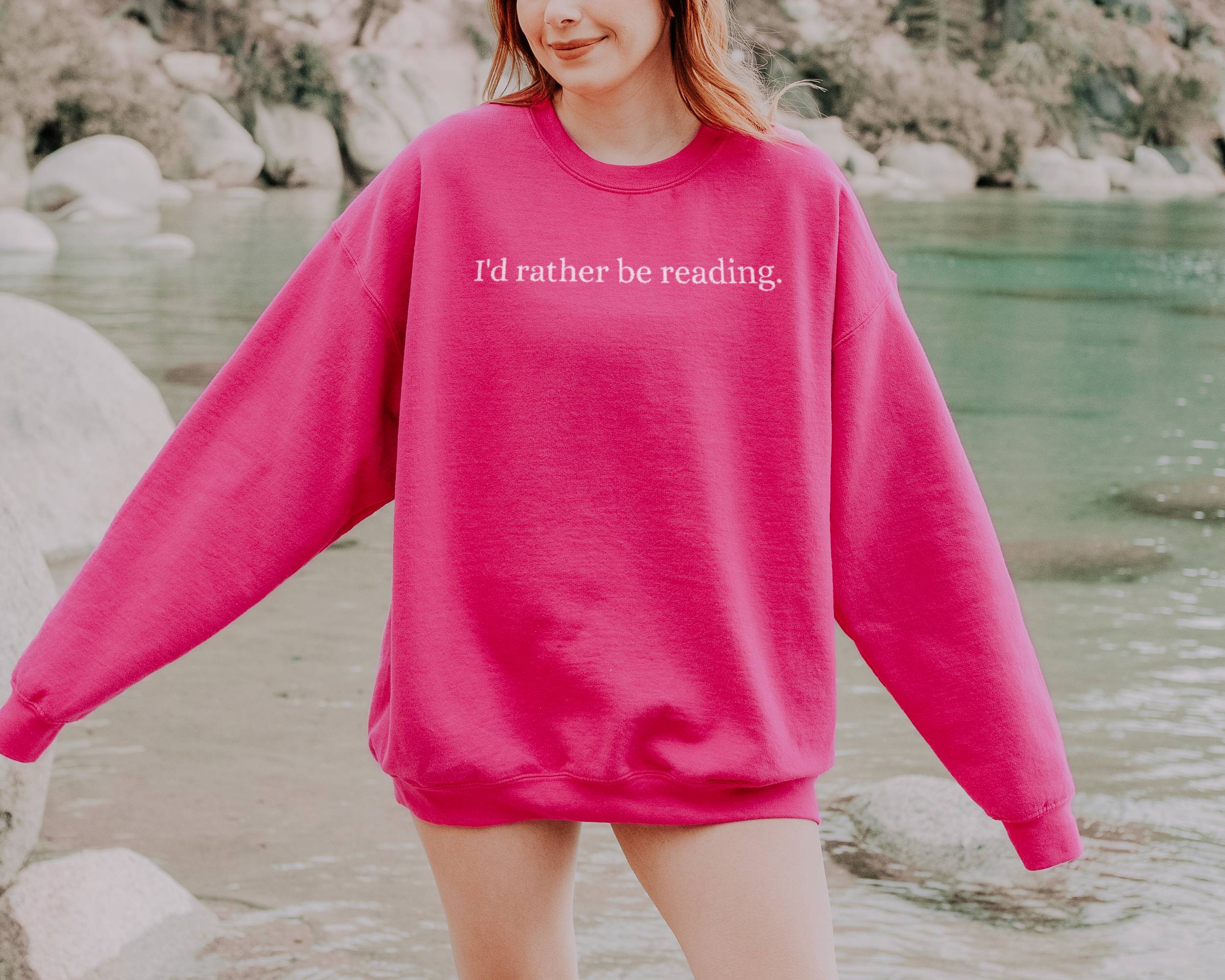 Embroidered "I'd Rather Be Reading" Crewneck