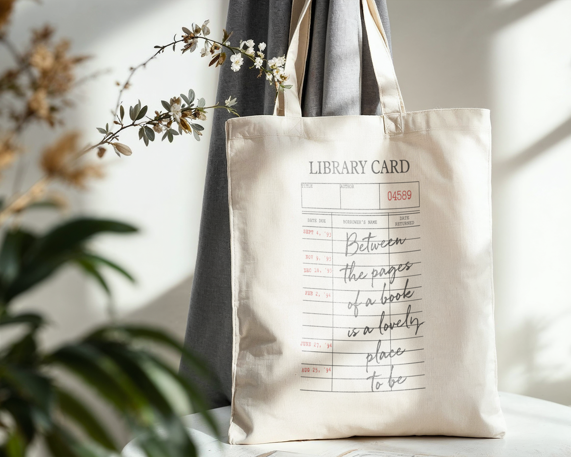 Vintage Library Card Tote Bag
