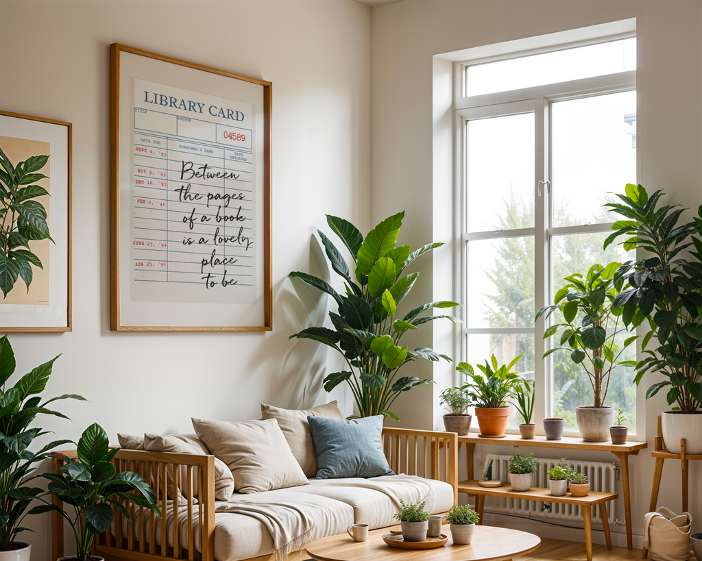 Vintage Library Card Wall Art - Between the Pages of a Book Is a Lovely Place to Be