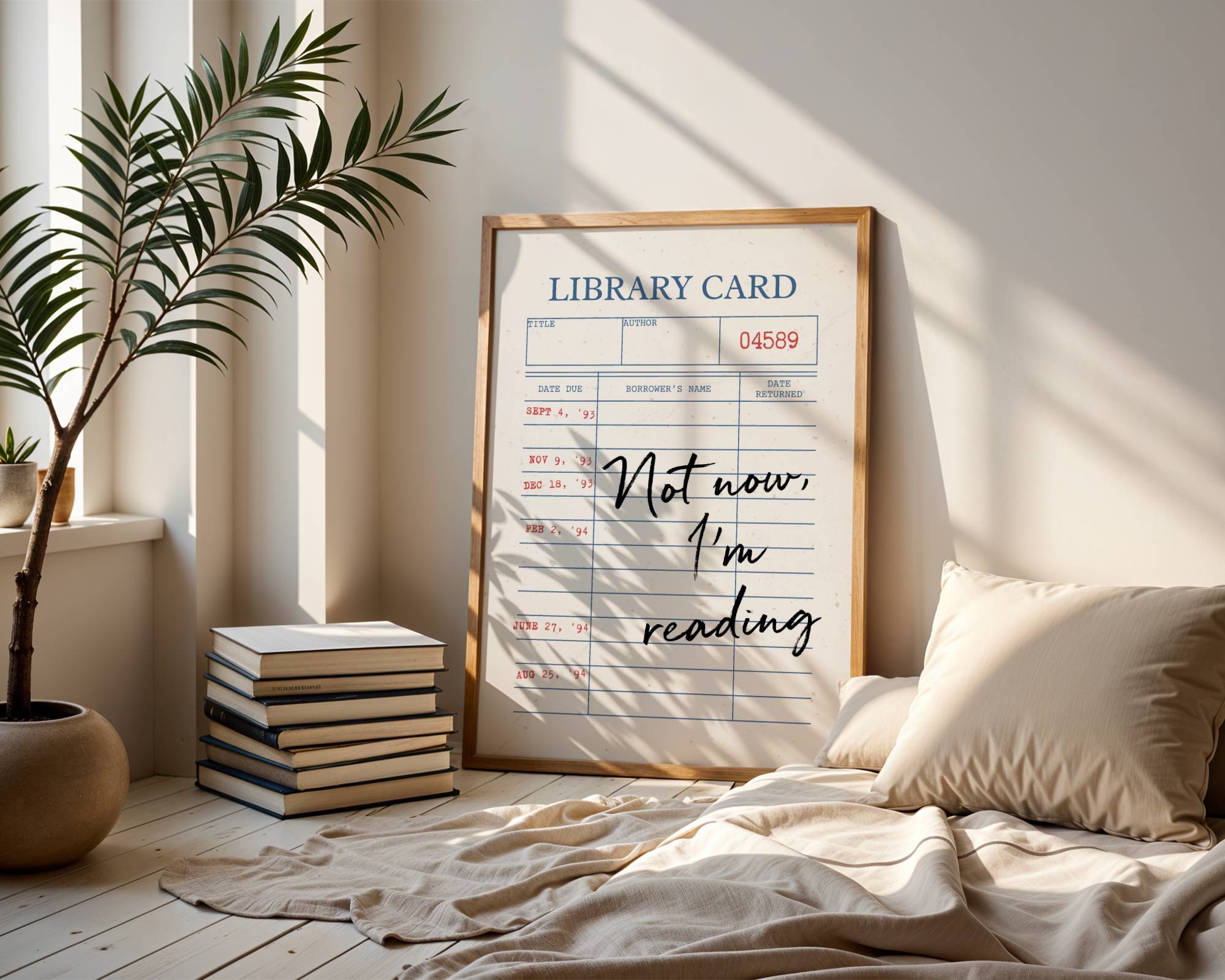 Vintage Library Card Wall Art - Not Now, I'm Reading