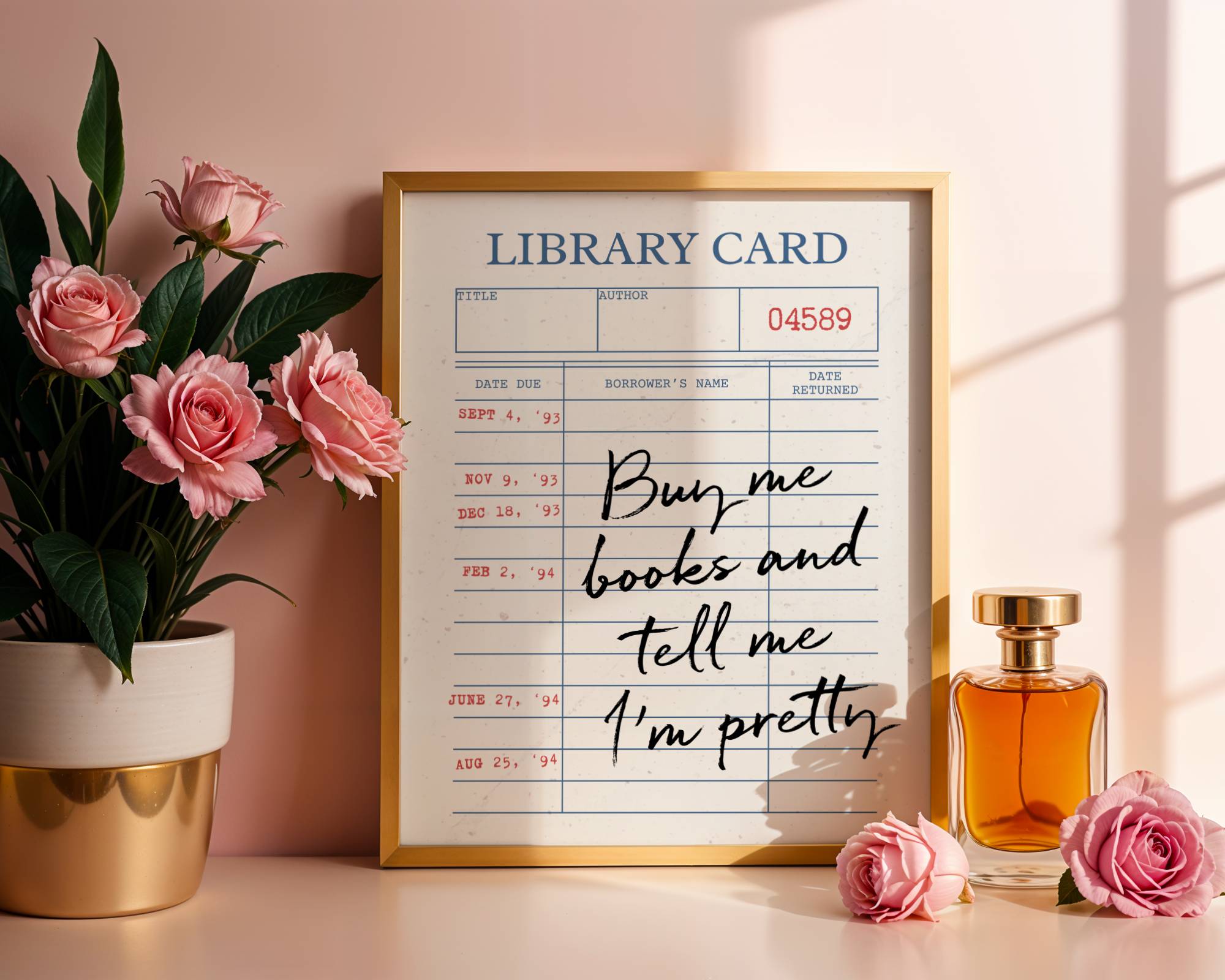 Vintage Library Card Wall Art - Buy Me Books and Tell Me I'm Pretty