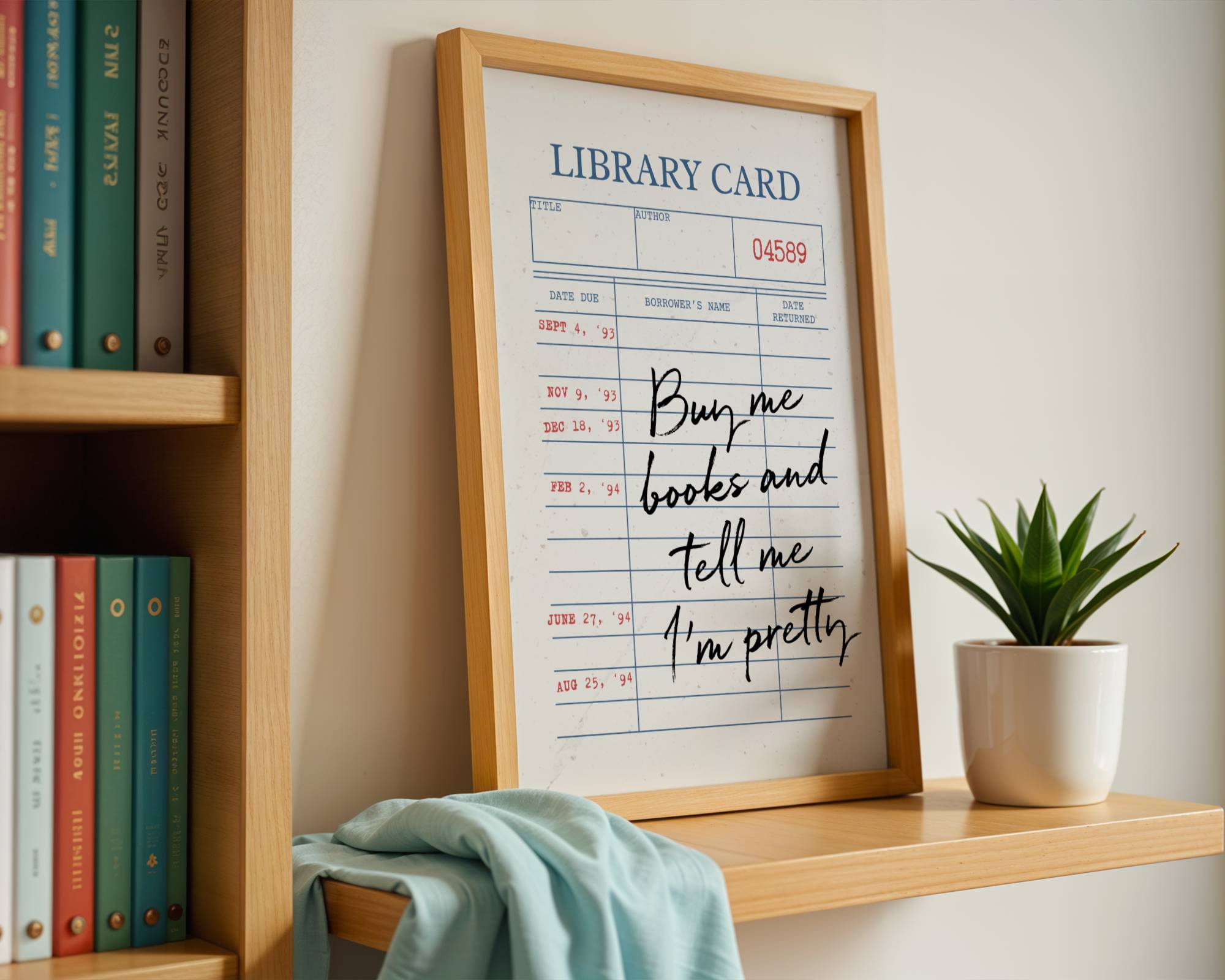 Vintage Library Card Wall Art - Buy Me Books and Tell Me I'm Pretty