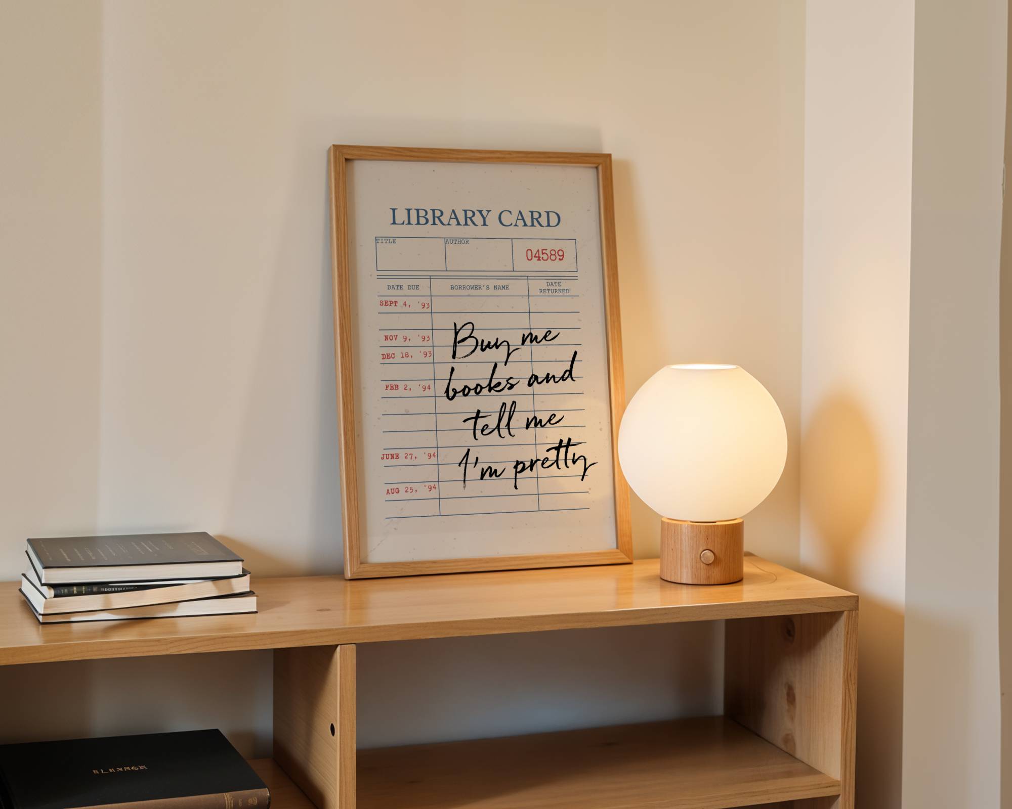 Vintage Library Card Wall Art - Buy Me Books and Tell Me I'm Pretty