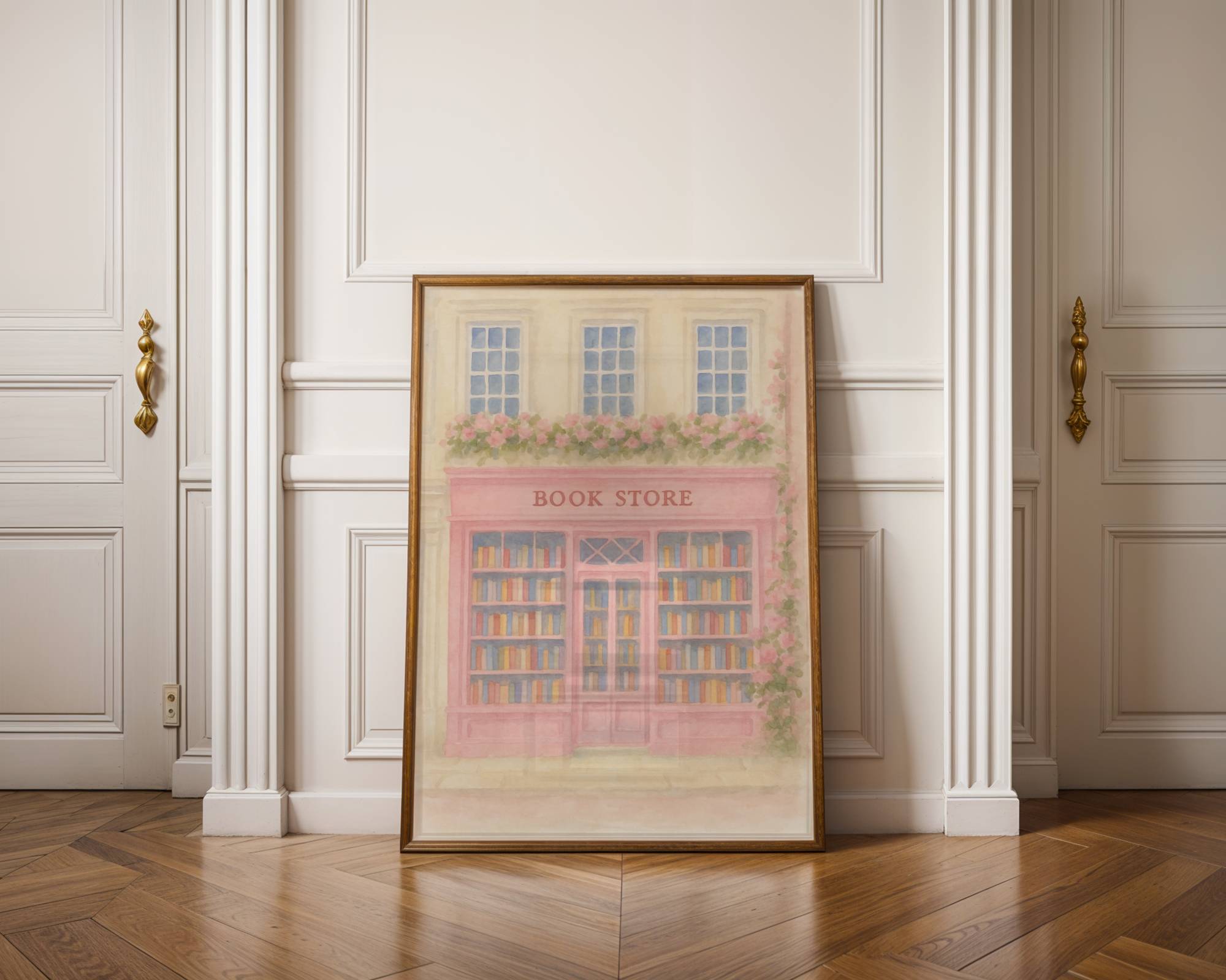 Pink Bookstore Wall Art