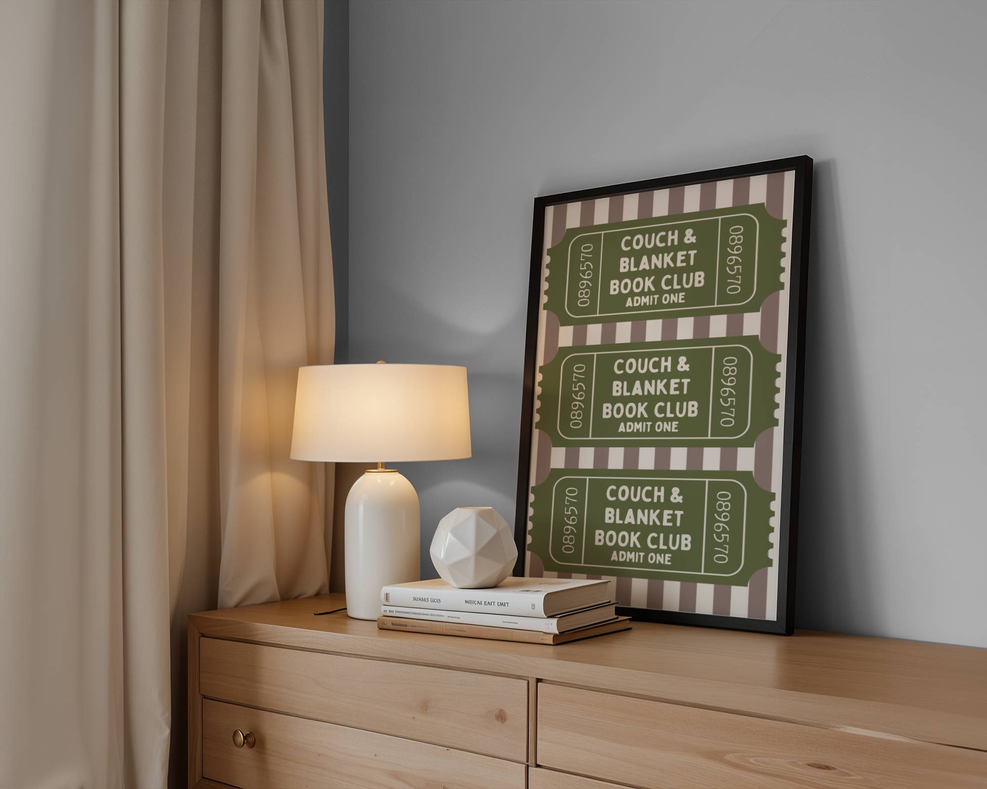 Admit One Ticket Wall Art - Couch & Blanket Book Club