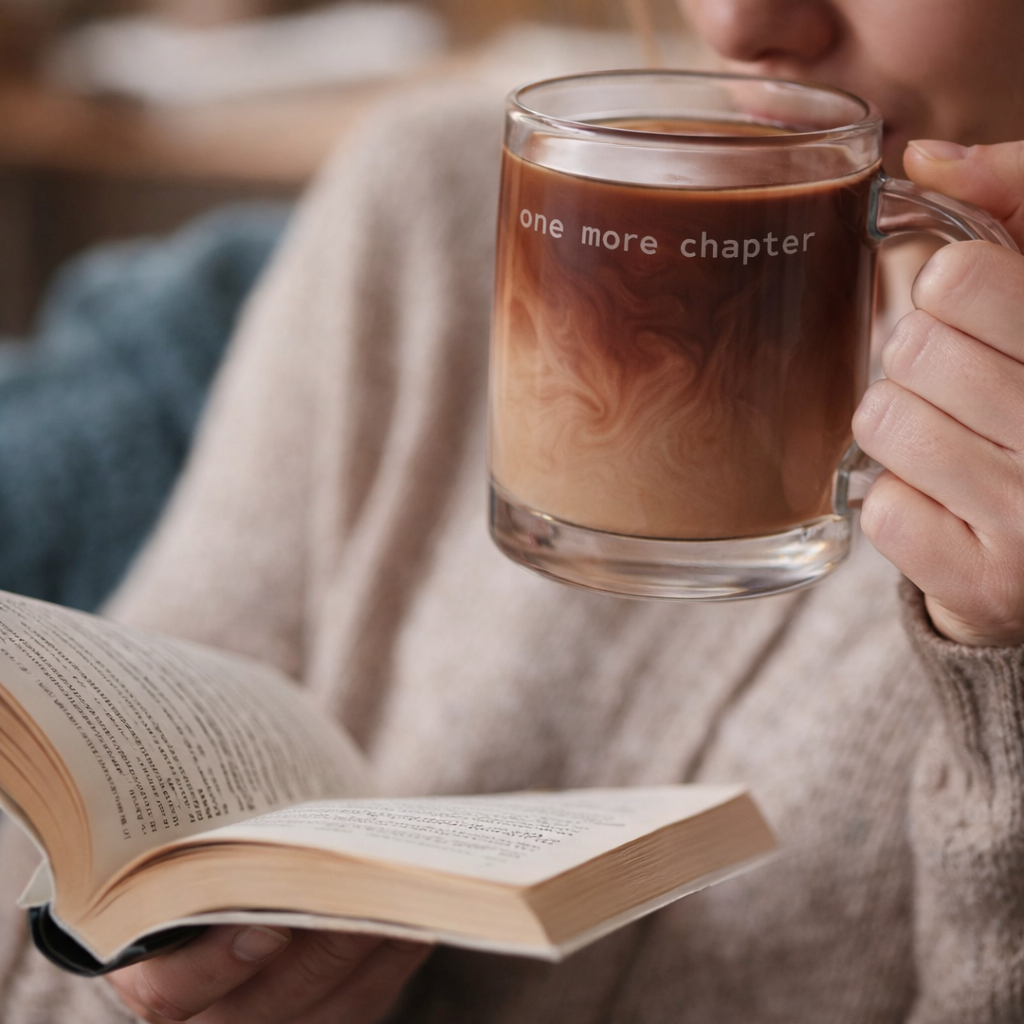 One More Chapter Glass Coffee Mug